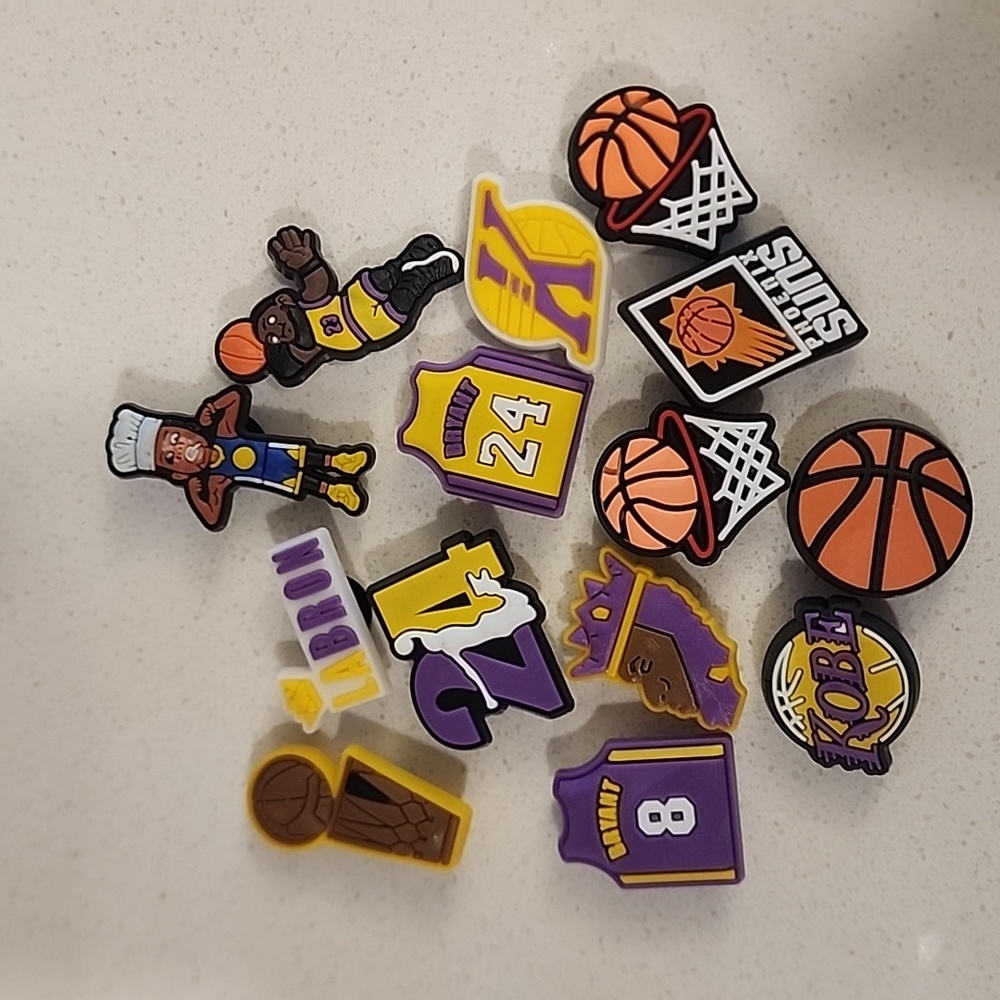 3/$25 Croc charms- 14 assorted basketball themed charms